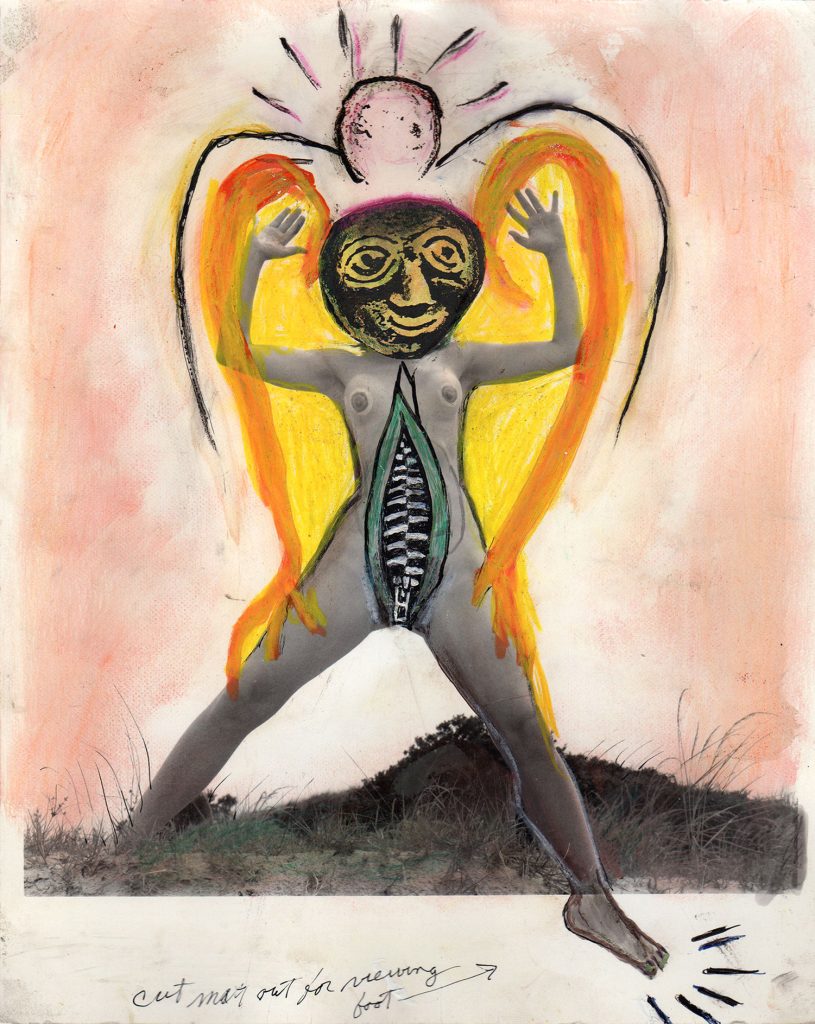 The photograph depicts Edelson in an empowered, triumphant pose standing