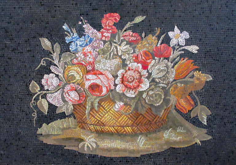 A Roman mosaic representing a bouquet of flowers