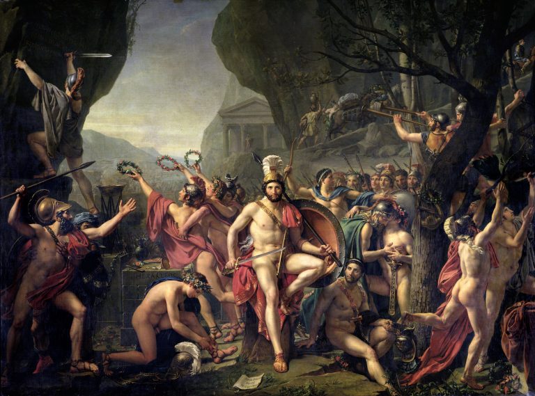 King Leonidas and his 300 Spartans in a quiet, contemplative moment before the 480 BCE battle.