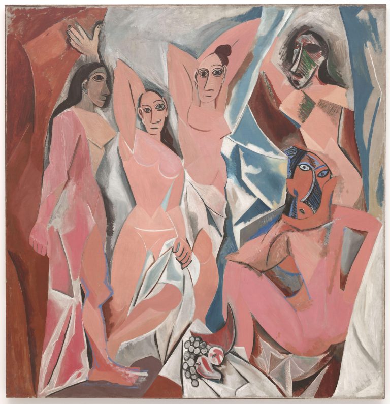 Five nude female prostitutes in a brothel on Carrer d'Avinyó, a street in Barcelona