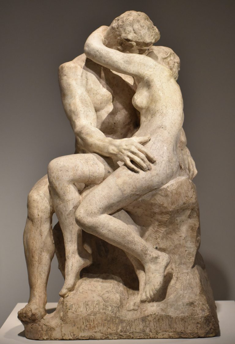 A nude couple in a passionate embrace, originally inspired by the ill-fated lovers Paolo and Francesca from Dante’s Inferno