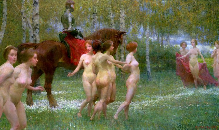 A knight surrounded by naked nymphs